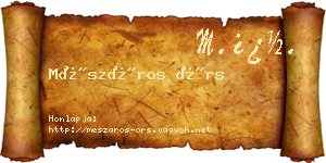 Mészáros Örs névjegykártya